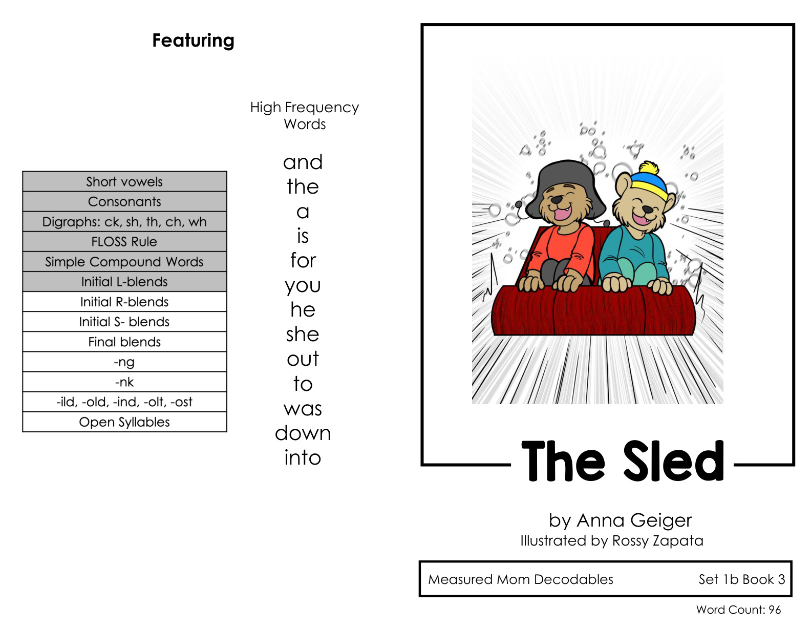 Decodable Set 1b - Book 3 - The Sled